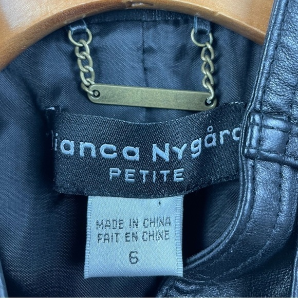 BIANCA Nygard Black Genuine Leather Moto Jacket Size 6 - Picture 5 of 6